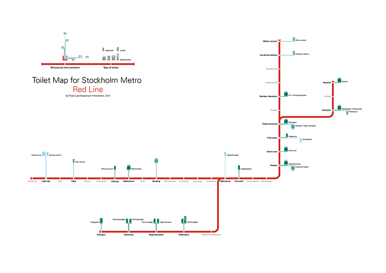 Stockholm metro toilet map-red line